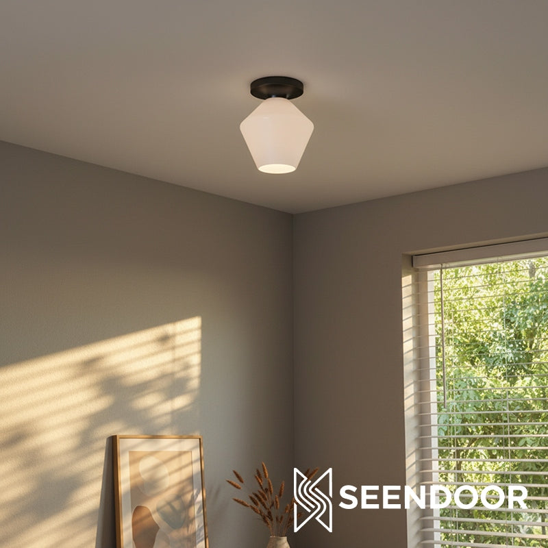 Merin Geometric Glass Modern Flush Mount for Hallway & Bedroom