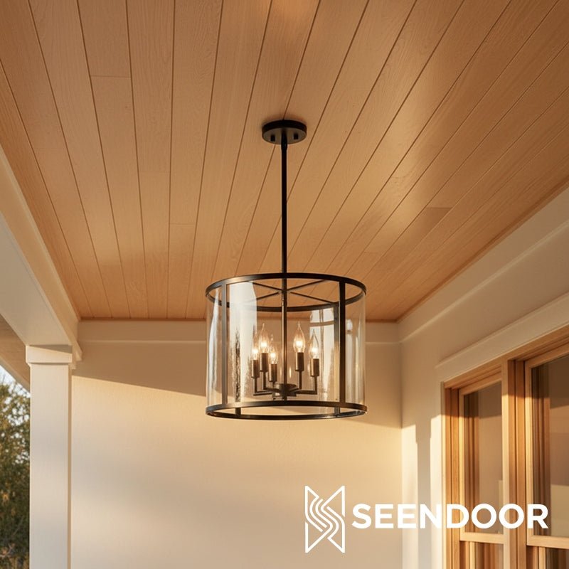 Ferrix Moderne Buitenlantaarn IJzeren Hanglamp - Industrieel Glazen Verlichtingsontwerp