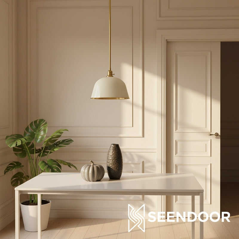 Forvara metalen hanglamp met paal - belvormige diffuser ontwerp voor keukeneilanden