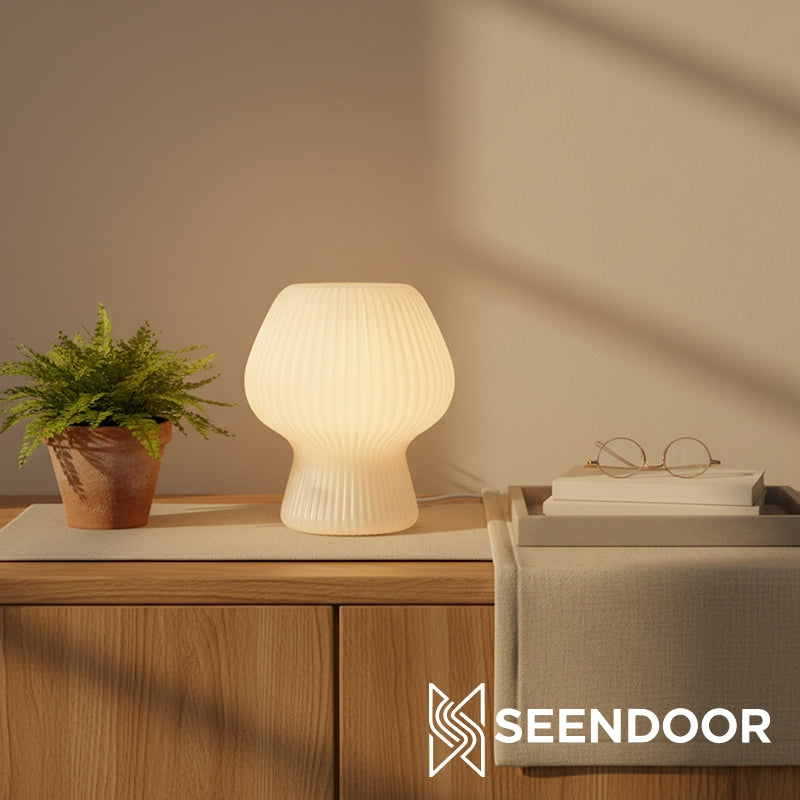 Novarise Textured Glass Modern Table Lamp for Bedside & Office