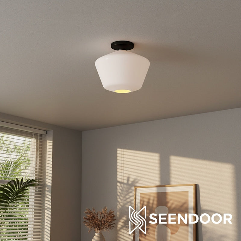 Merin Geometric Glass Modern Flush Mount for Hallway & Bedroom