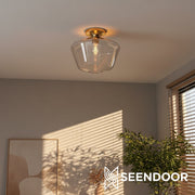 Merin Geometric Glass Modern Flush Mount for Hallway & Bedroom