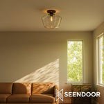 Load image into Gallery viewer, Merin Geometric Glass Modern Flush Mount for Hallway &amp; Bedroom
