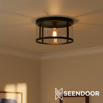 Afbeelding laden in galerijweergave, Ferrix minimalistische ijzeren inbouw plafondlamp - moderne buiten glazen plafondlamp
