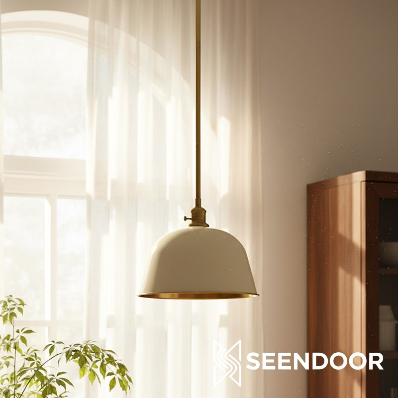 Forvara metalen hanglamp met paal - belvormige diffuser ontwerp voor keukeneilanden