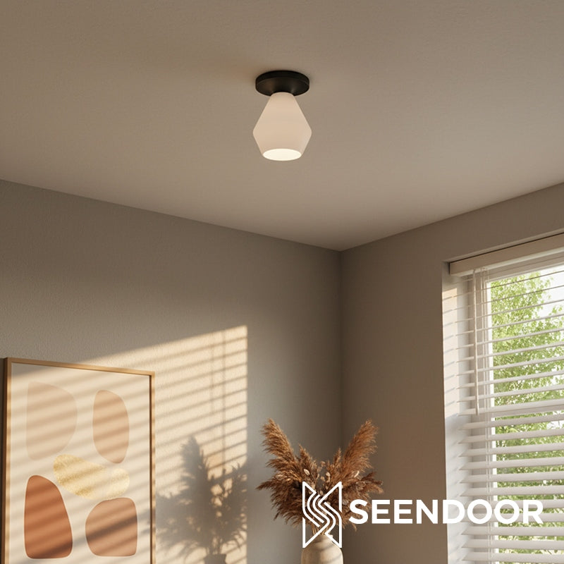 Merin Geometric Glass Modern Flush Mount for Hallway & Bedroom