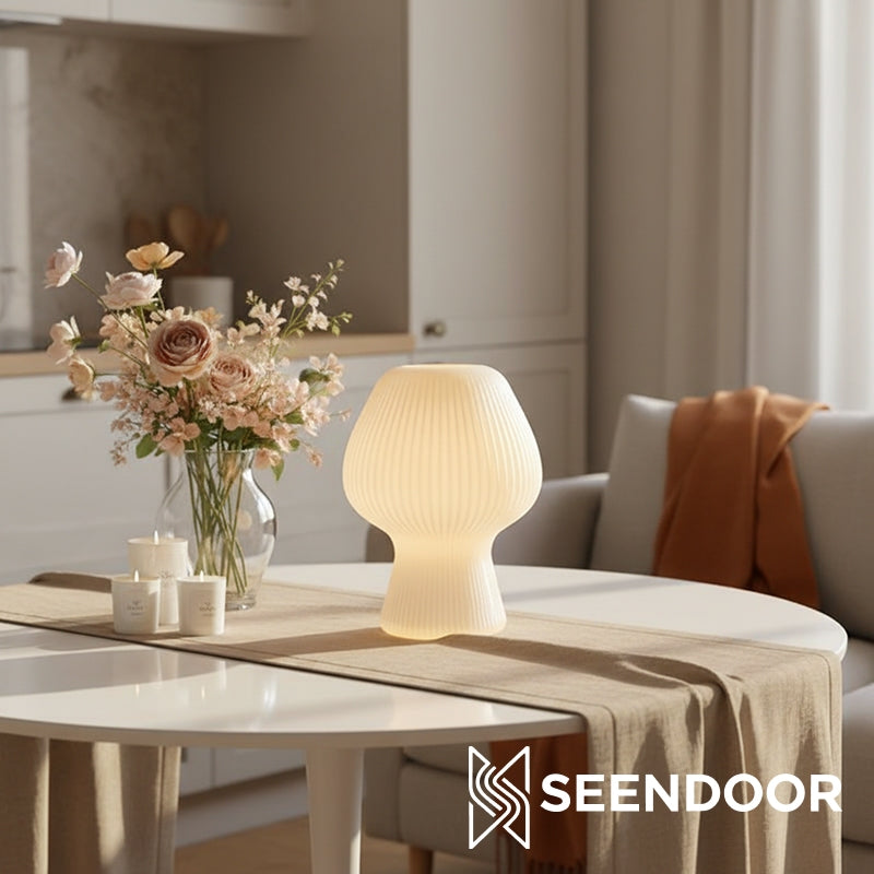 Novarise Textured Glass Modern Table Lamp for Bedside & Office