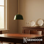 Afbeelding laden in galerijweergave, Forvara metalen hanglamp met paal - belvormige diffuser ontwerp voor keukeneilanden
