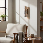 Afbeelding laden in galerijweergave, Wolvina natuurlijke marmeren buiswandlamp met strakke metalen details
