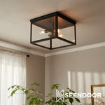 Afbeelding laden in galerijweergave, Ferrix minimalistische ijzeren inbouw plafondlamp - moderne buiten glazen plafondlamp
