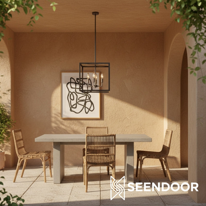 Ferrix Moderne Buitenlantaarn IJzeren Hanglamp - Industrieel Glazen Verlichtingsontwerp