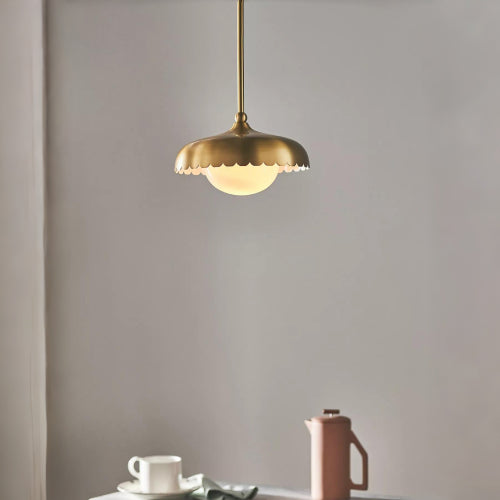 Rayla Sint-jakobsschelp Hanglamp – Messing Afwerking Retro Plafondlamp voor Eetkamer & Keuken