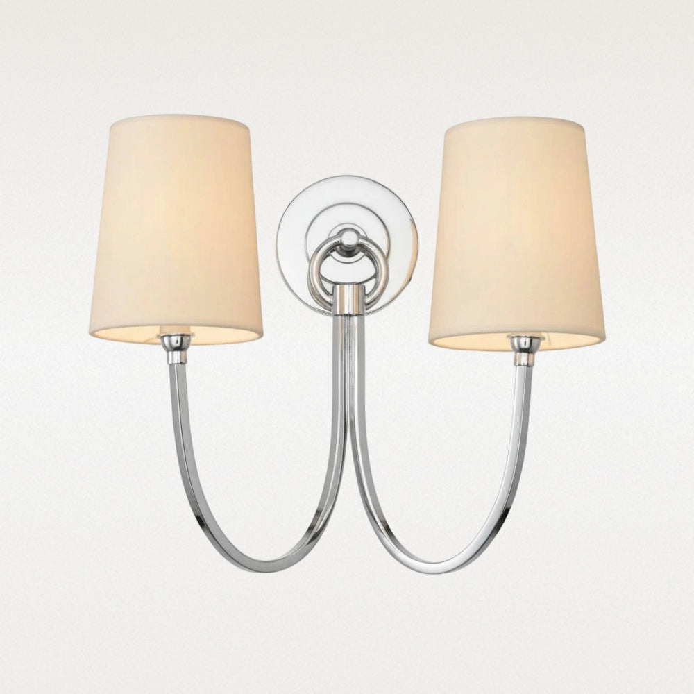 Hollis Moderner Eleganter Leinen-Schirm Doppel-Wandlampe