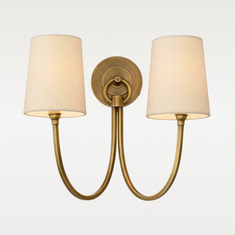 Hollis Moderner Eleganter Leinen-Schirm Doppel-Wandlampe
