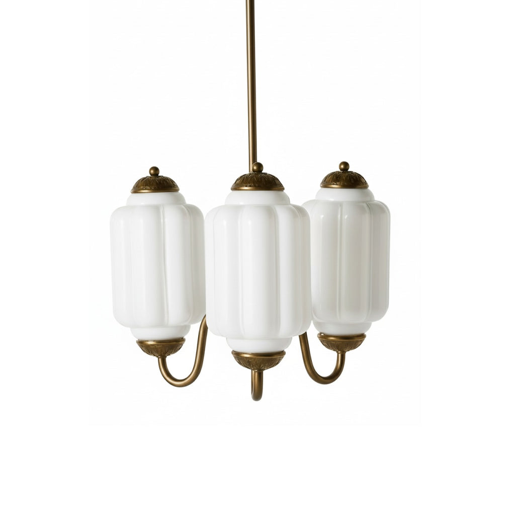 Eloise Vintage Glass Chandelier - Milk Glass Home Accent