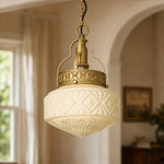 Afbeelding laden in galerijweergave, Beige glass pendant light in a warm classic interior