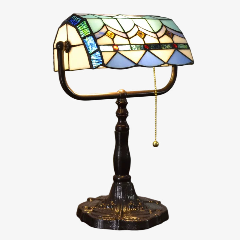 TF Tivanny Floral Stained Glass Desk Lamp - Vintage Table Light for Bedroom Study Living Room