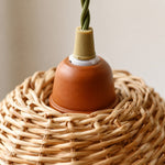 Charger l'image dans la visionneuse de la galerie, Pendant lamp top fitting and woven rattan shade detail