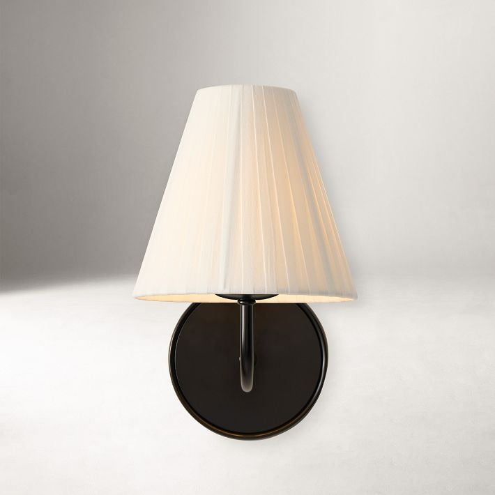 Fibura Sleek Metal Linen Shade Wall Light - Wall-Mounted Art