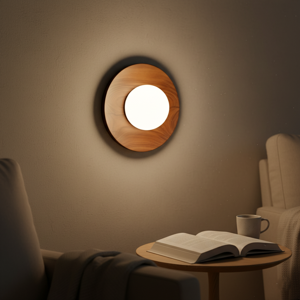 Lampada da parete LED minimalista in legno naturale nordico