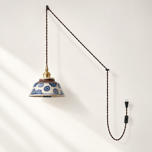 Hand-Painted Ceramic Plug-In Swag Pendant