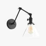 Load image into Gallery viewer, Conique Metal Industrial Wall Sconce with Adjustable Arm - Vintage Glass Cone Shade
