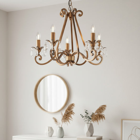 Candelabro de Cristal Talonis - Estilo Tradicional de Velas en Latón y Níquel para Sala y Comedor