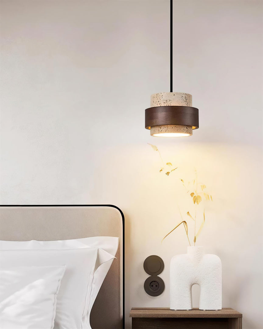 Lampa wisząca z wtyczką Cole z trawertynu