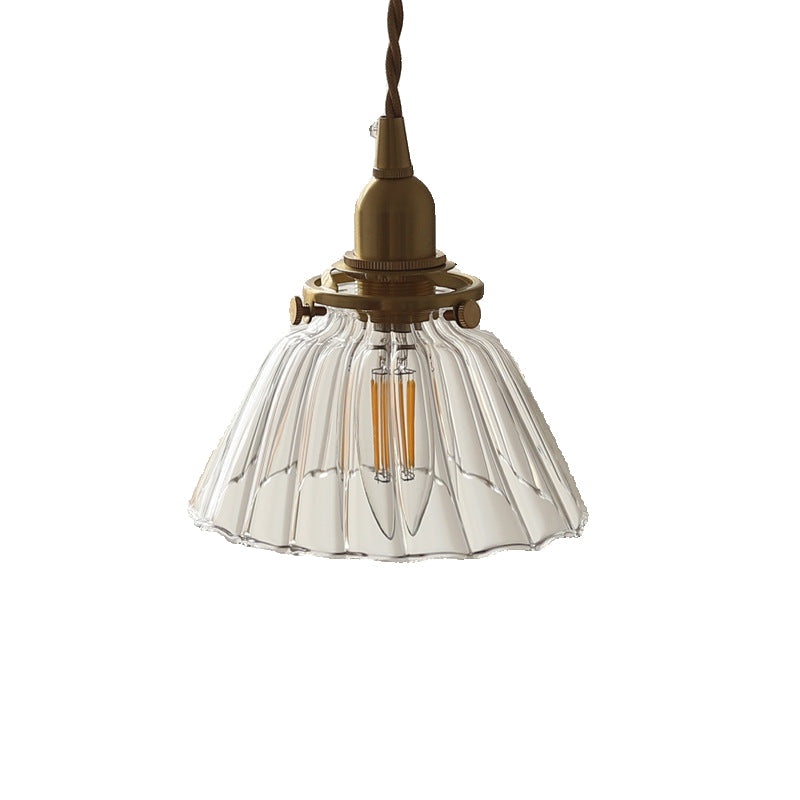 Lámpara colgante vintage de latón y vidrio Jasmine
