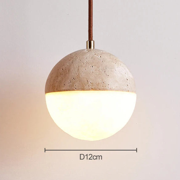 Suspension boule en travertin
