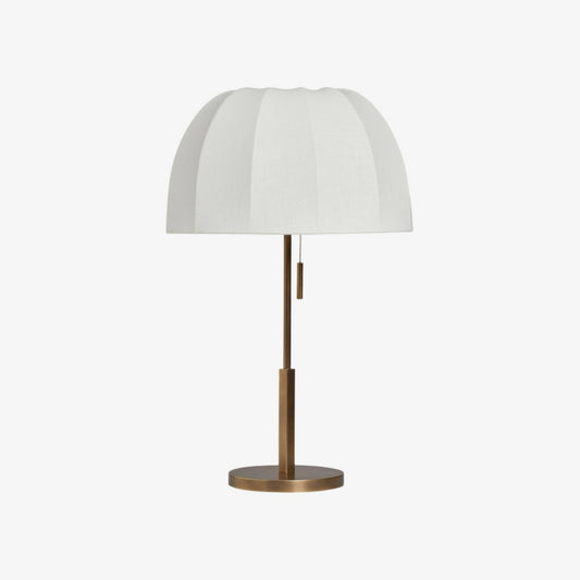 Lámpara de Mesa Elegante de Latón Vellaro con Pantalla de Tela – Luz de Noche para Dormitorio Contemporáneo