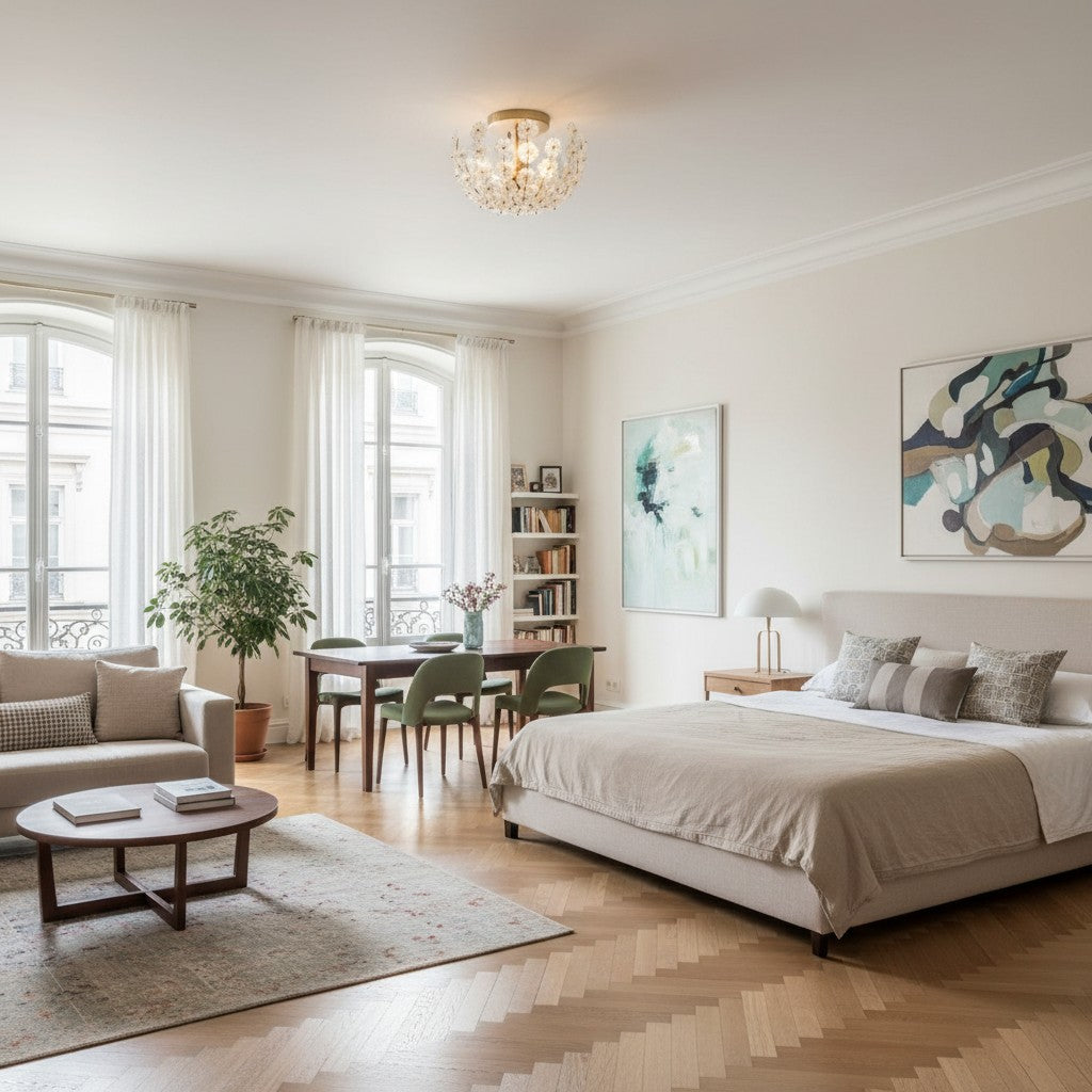 Lámpara de Techo Semi Empotrada de Metal Artístico Petala – Lámpara de Vidrio Decorativa para Interiores del Hogar