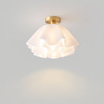 Load image into Gallery viewer, Lustra Pleated Acrylic Ceiling Light – Retro Brass Flush Mount for Dining Room and Bedroom