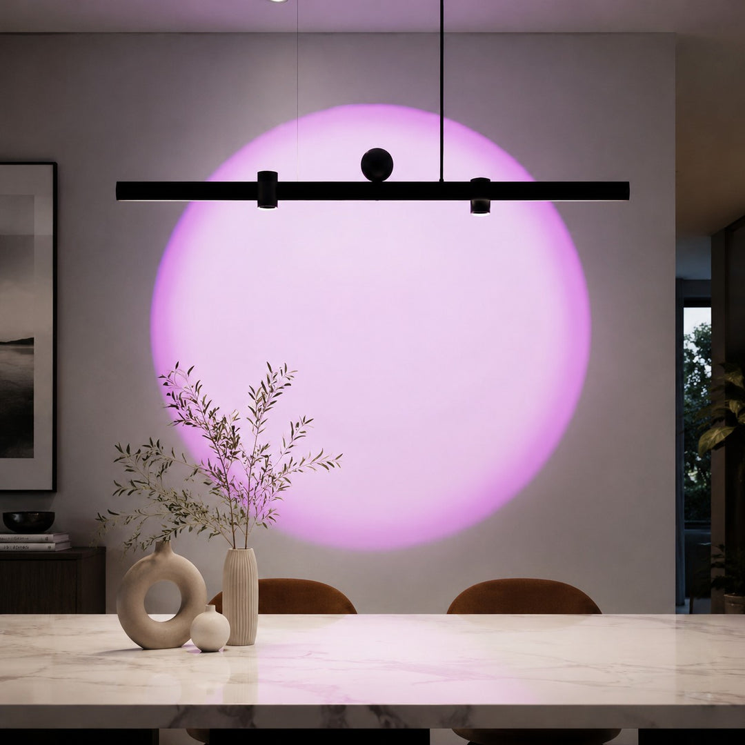 Lámpara colgante lineal para comedor con luz de lavado de pared