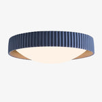Load image into Gallery viewer, Blue ribbed flush mount ceiling light on white background