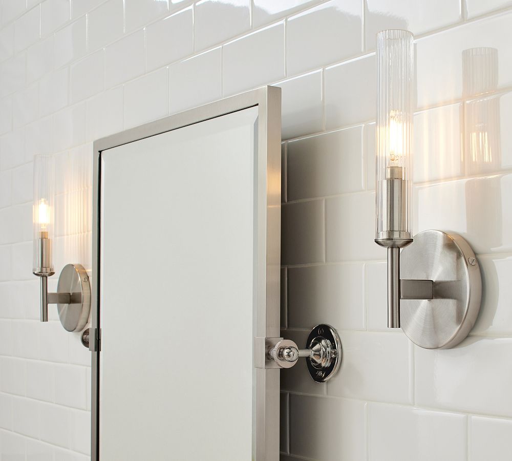 Bravira Ribbed Glass Wall Lamp - Tube Metal Light in Classic Finishes