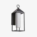 Cargar imagen en el visor de la Galería, Allora Black Outdoor Wall Lamp with White Glass Shade
