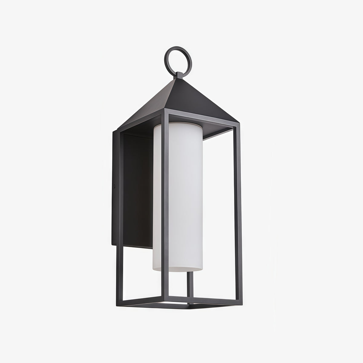 Allora Black Outdoor Wall Lamp with White Glass Shade