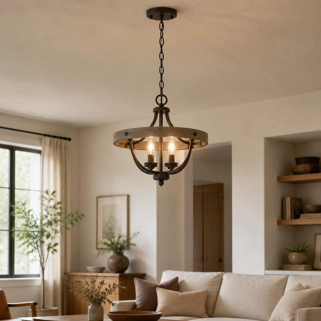 Vintage plafondlamp in landelijke stijl, halfopbouw