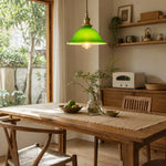 Cargar imagen en el visor de la Galería, Green glass pendant lamp in a dining room setting