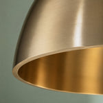 Load image into Gallery viewer, Warm inner brass finish on dome pendant shade