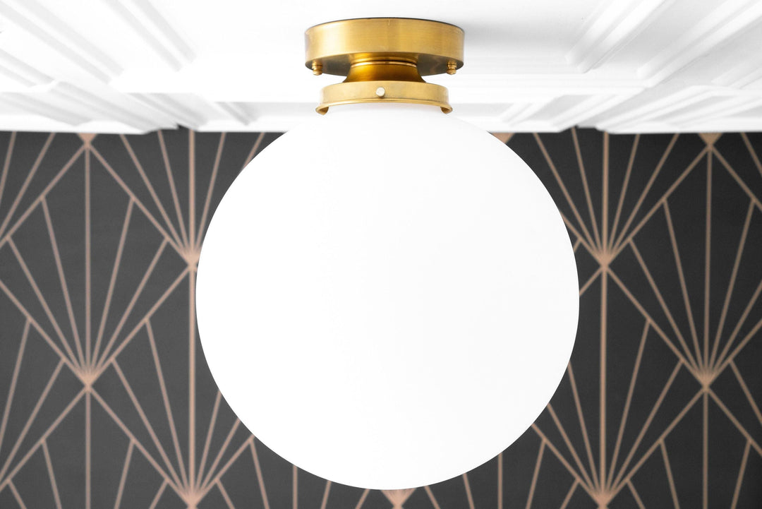 Glorica Glass 12 Inch Globe Ceiling Light - Frosted Glass Art Deco Pendant And Flush Mount