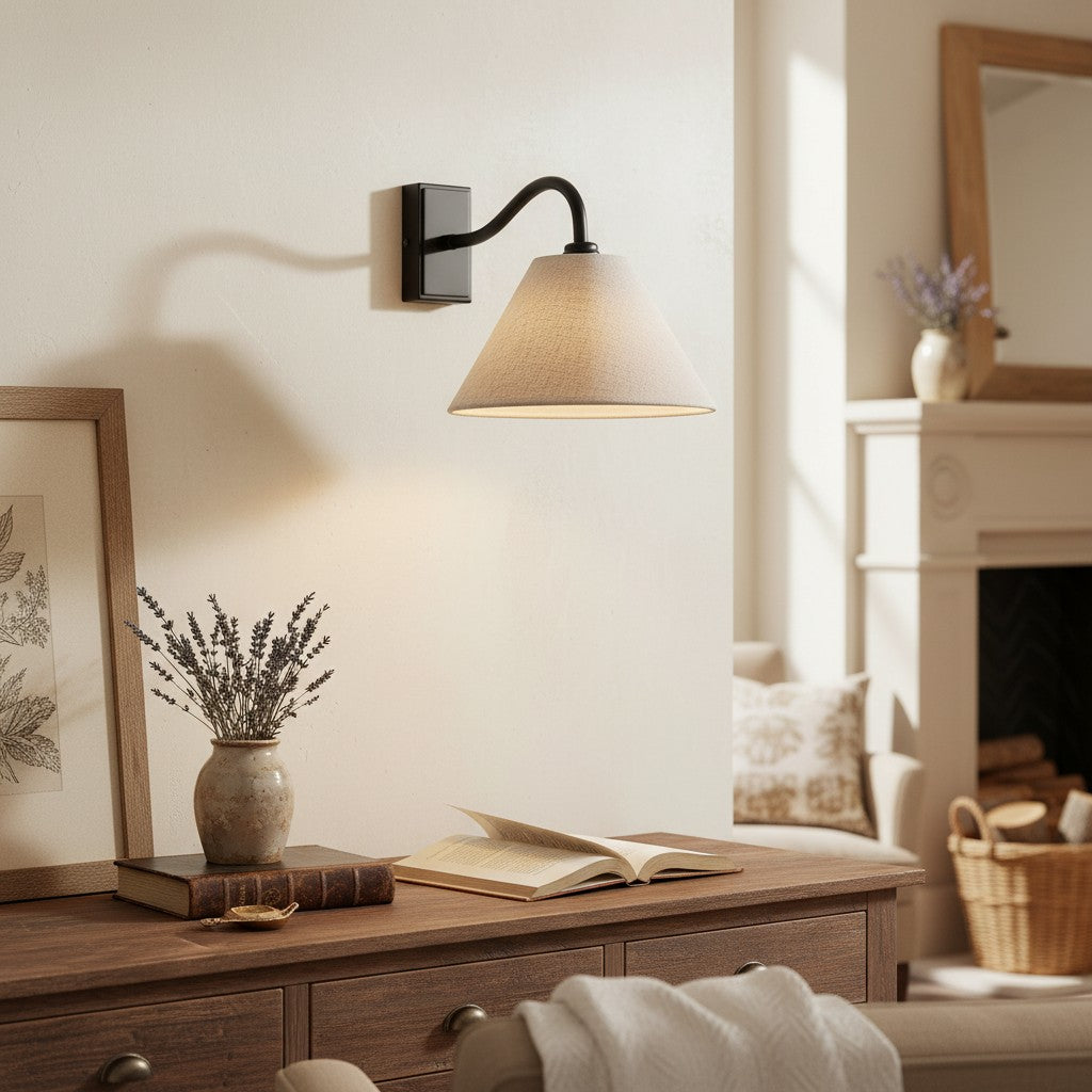 Lumweve Wandlamp - Plissé Lampenkap Verfijnde Wandlamp voor Gang en Studiekamer