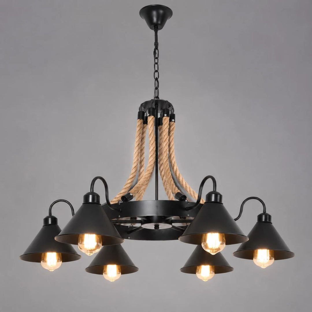 Rustic farmhouse rope chandelier