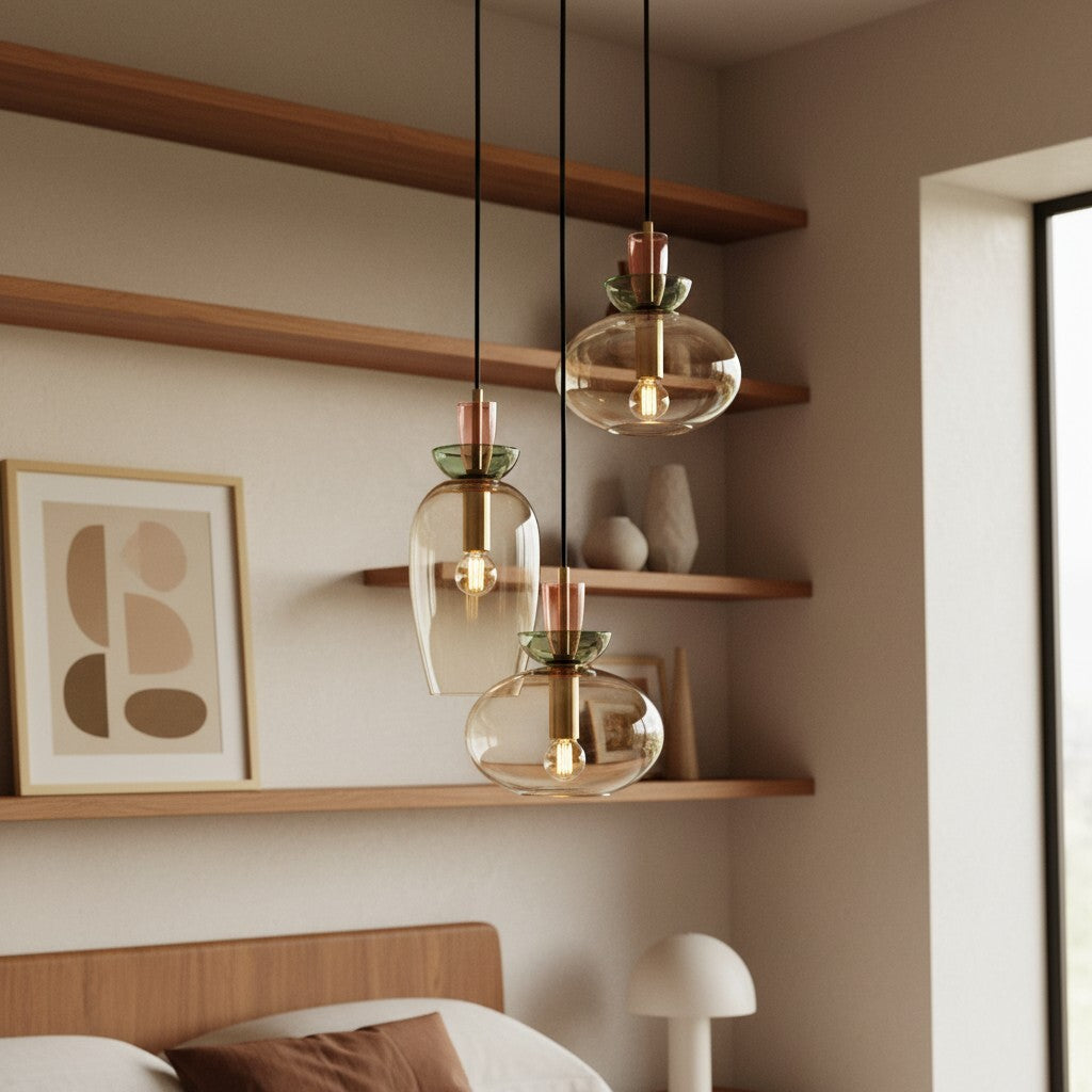 Tintora Colorful Glass Globe Pendant Light - Mid-Century Modern for Dining Rooms or Living Room