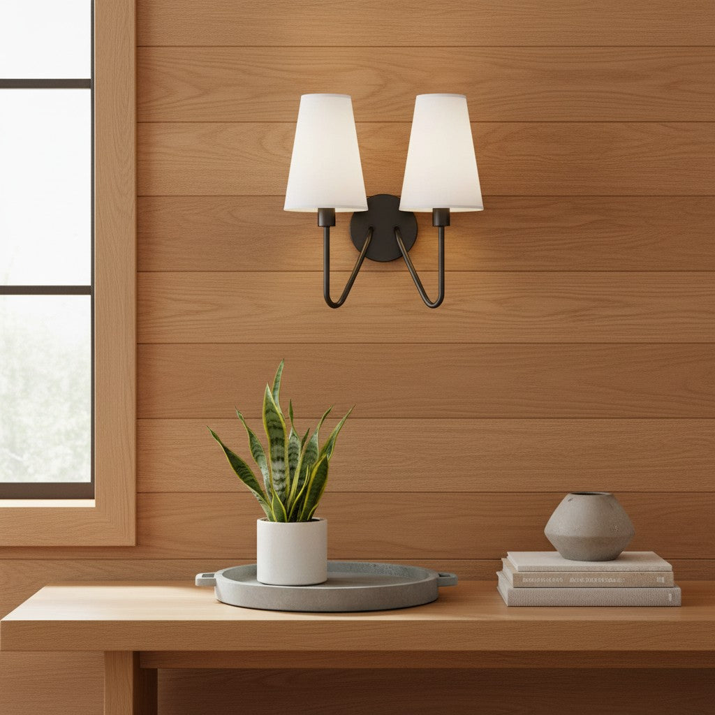 Arcuma Vintage Geïnspireerde Metalen Wandkandelaar - Handgemaakte Stoffen Kap voor Slaapkamer