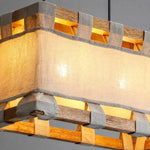 Charger l'image dans la visionneuse de la galerie, Wood frame close-up on warm fabric pendant lamp