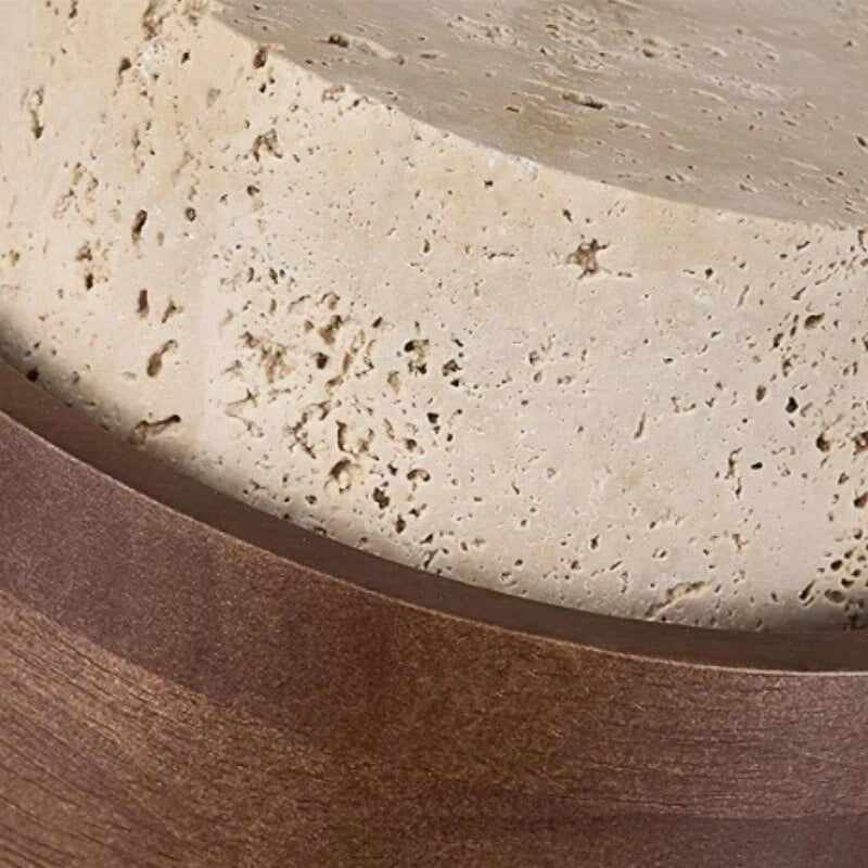 Stonel Hedendaagse Travertijn Cilinder Hanglamp met Houten Frame U14