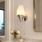 Cargar imagen en el visor de la Galería, Chrome Art Deco wall light installed beside a mirror