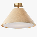 Load image into Gallery viewer, Lorvion Linen Drum Shade Flush Mount &amp; Pendant - Antique Brass Ceiling Light
